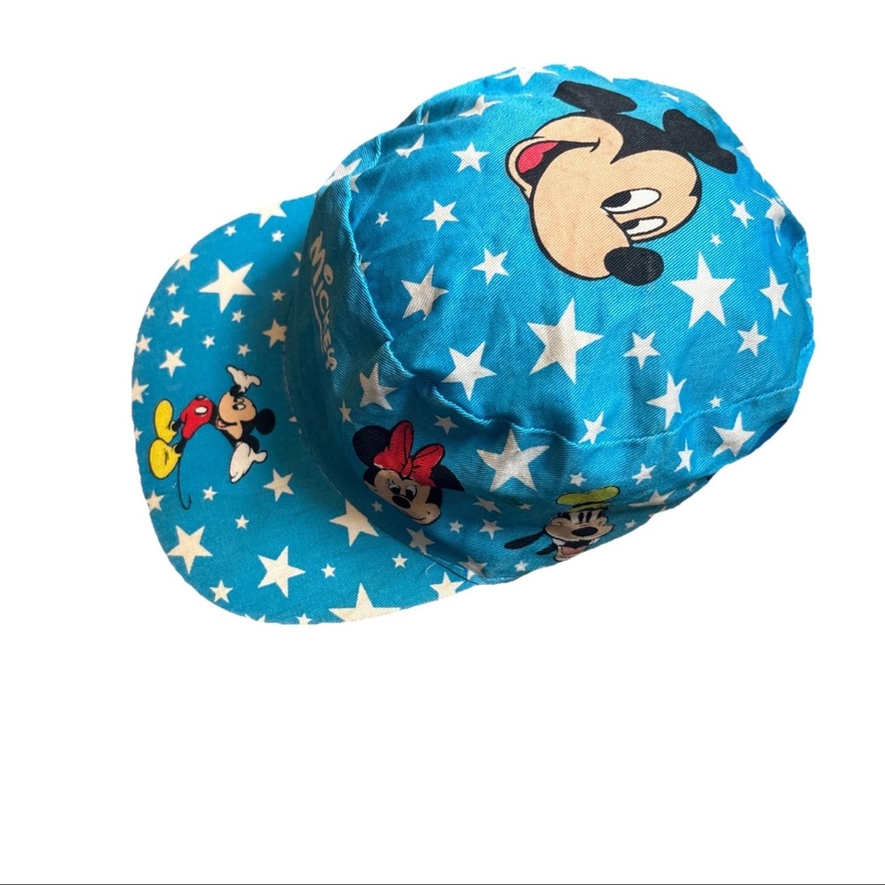 Vintage Walt Disney Co Mickey Mouse Minnie Stars Goofy blue Painters Hat 80 Rare - Picture 4 of 16